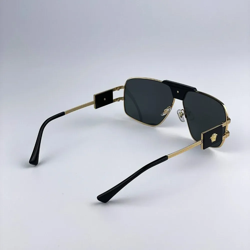 Versace VE2251 100287 Sunglasses Gold Dark Grey Metal Pilot Unisex